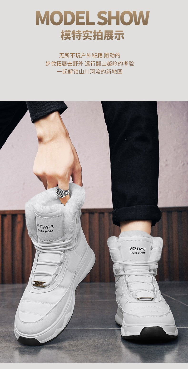 Men's Winter Plus Velvet Warm High-top Down Bread Shoes Waterproof and Non-slip Cotton Shoes Men's Big Boots==bottes Pour Hommes