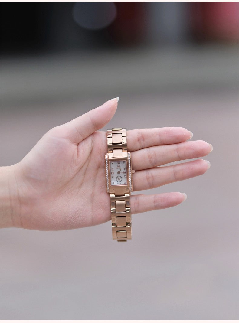 Classic square waterproof stainless steel material women's quartz watch