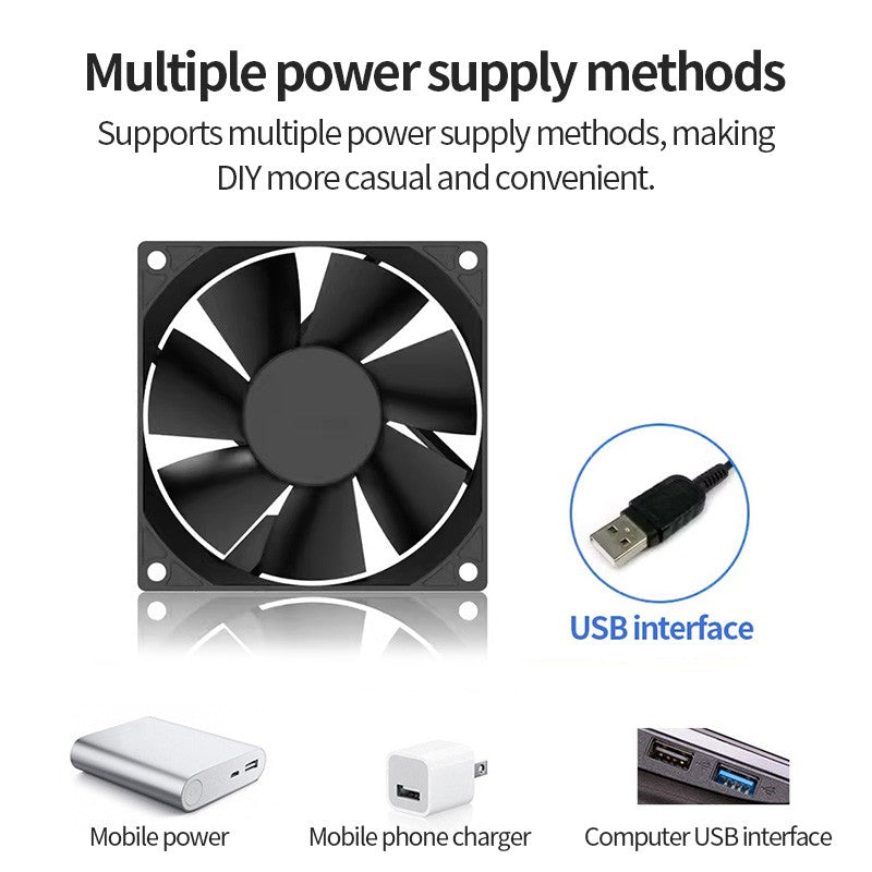 TEUCER 120mmx120mmx25mm 80mmx80mmx25mm 5V USB Exhaust Cooling Fan with Metal Mesh Foot Mat for Router TV Set-top Box Cooling