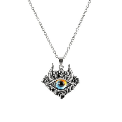 Colar com Pingente de Olho do Diabo em Formato de Pentagrama para Homens e Mulheres Joias Modernas Punk Retrô de Metal Não Ajustável de Gola Presentes