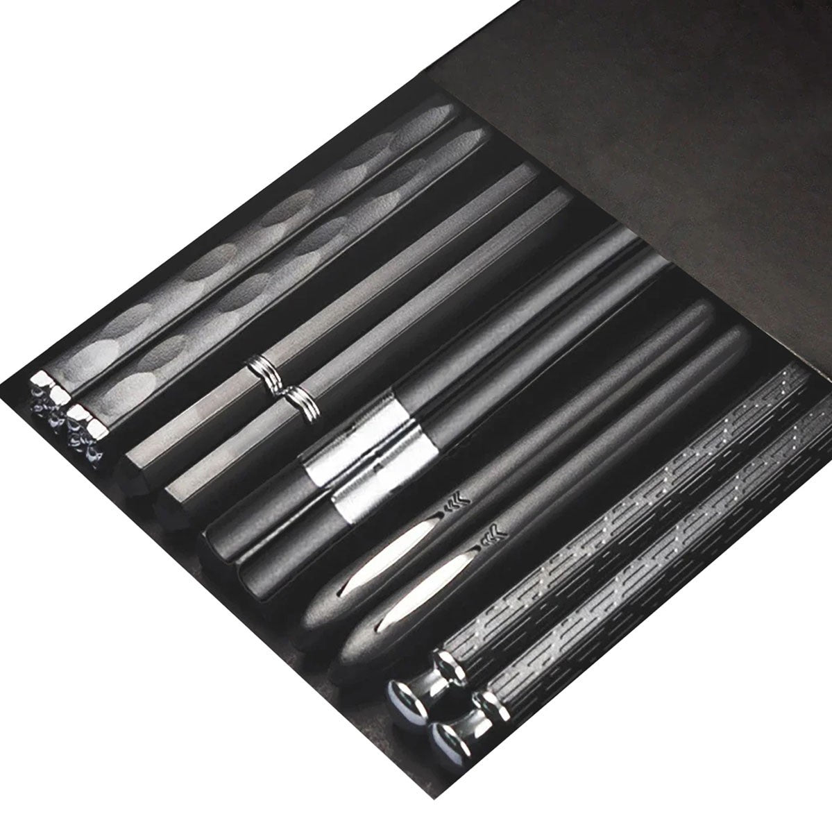 5 Pares de Hashis Japoneses Chineses Sushi Antiderrapantes Reutilizáveis de Metal Conjunto de Hashis Coreanos Conjunto de Talheres de Liga Saudável
