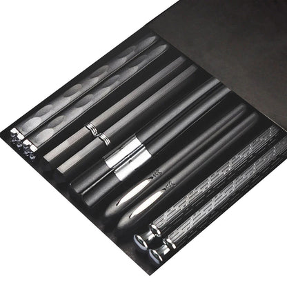 5 Pares de Hashis Japoneses Chineses Sushi Antiderrapantes Reutilizáveis de Metal Conjunto de Hashis Coreanos Conjunto de Talheres de Liga Saudável