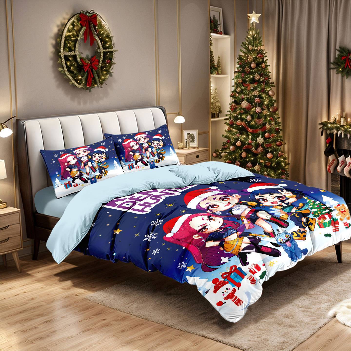 Kpop Demon Hunters Huntrix Bedding Set - Single to King Size, Anime Print Duvet Cover Sets for Adult Bedrooms