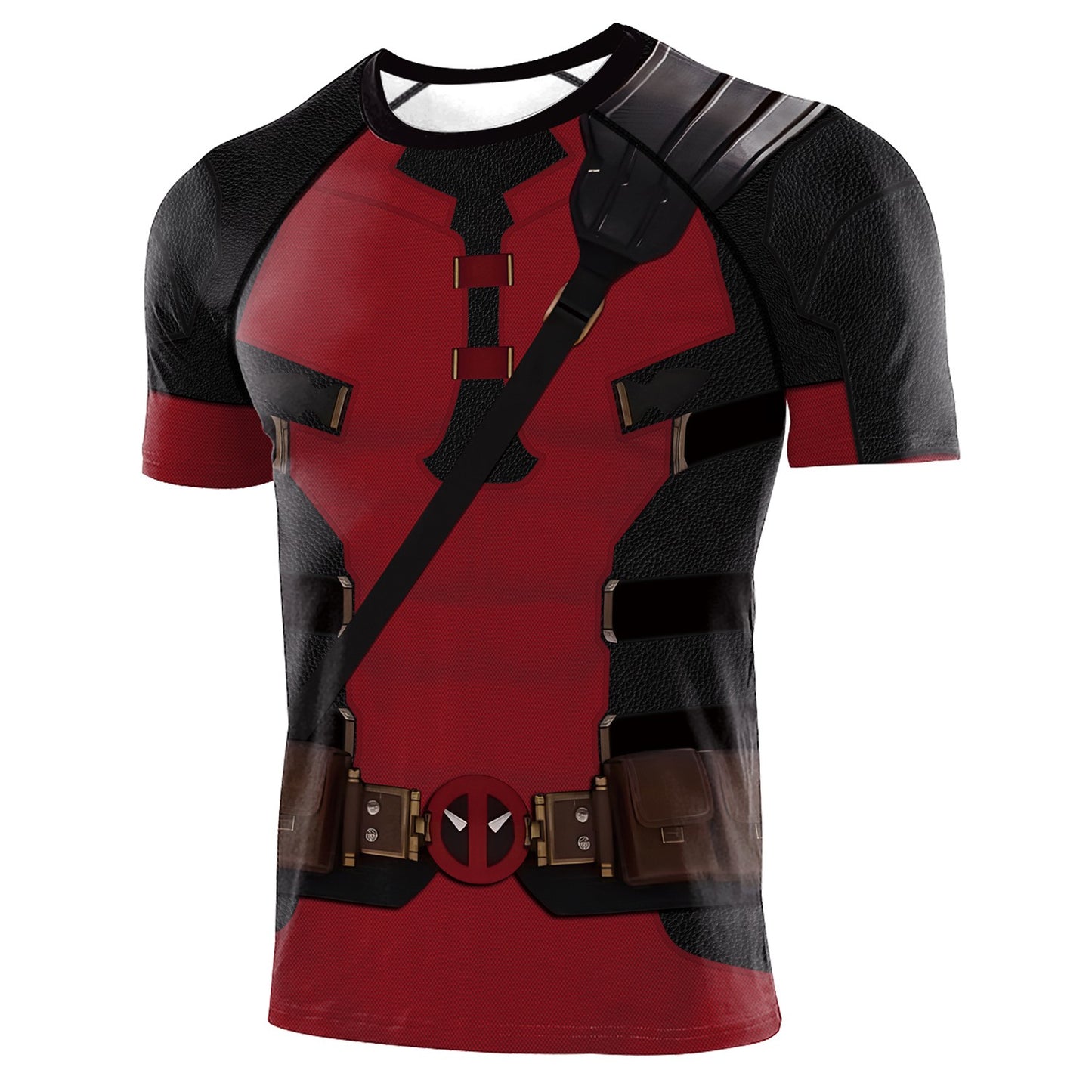 Fashion Men Gym T-shirts Superhero Printed Dead Pool Cosplay Tops Fitness Compression Shirt Short Sleeve Elastic Sportwear Shirt