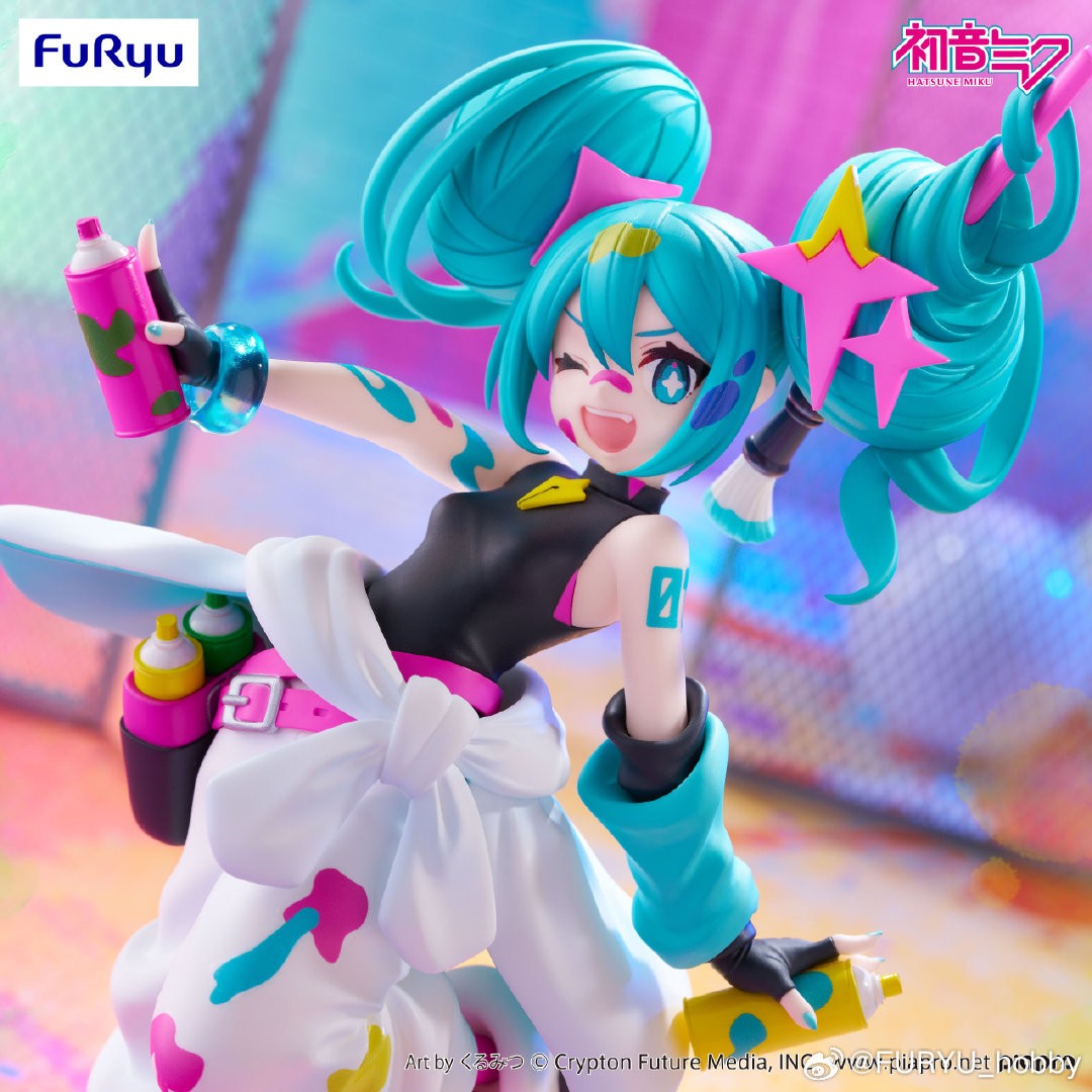 Figura de Anime Hatsune Miku 19cm Paint Girl Original Genuína FuRyu Trio-Try-iT Brinquedos Colecionáveis de Presente para Crianças