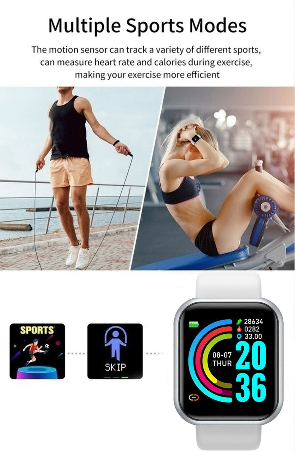 Smartwatch For Women Men Watches Heart Rate Monitor Electronic Fitness Smart Watch Calories Music Player 116Plus Y68 Bracelet