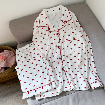 Cartoon Dog Letter Plaid Print Pajama Sets for Women Plus Size Sweet Cute Harajuku Style 2PC Set Sleepwear Autumn New Homewear