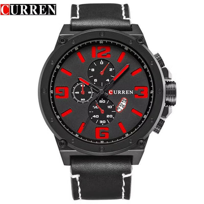 CURREN 8124,8208,8192,8230 Factory Watch Men Calendar Sport Military Male Clock Brand Luxury Origianl PU Leather Band Wristwatch
