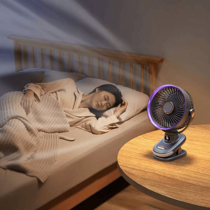 Ventilador Portátil de Parede e Mesa com Ajuste de Ângulo Livre, Clipe, Mini Ventilador de Carregamento para Circulação de Ar