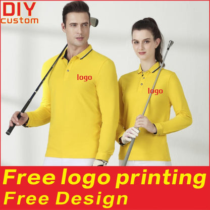 Cotton long sleeved T-shirt shirt polo shirt can print embroidered logo Spring and Autumn men's and women's work clothes
