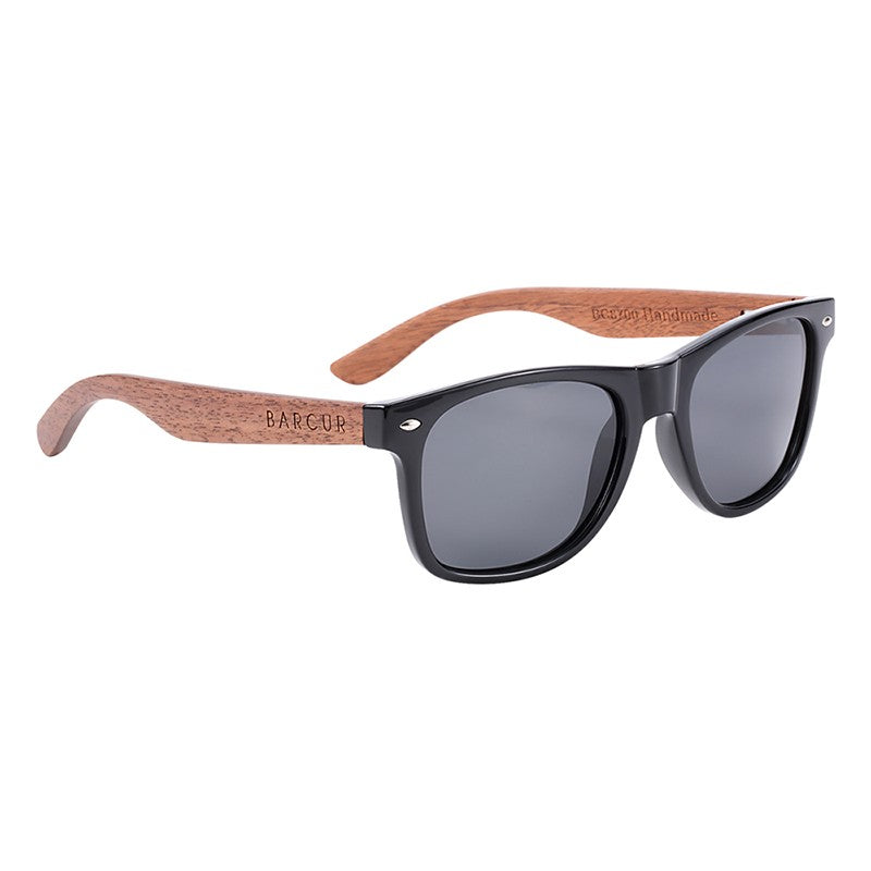 Óculos de Sol Masculinos BARCUR de Madeira Nogueira Preta Polarizados de Alta Qualidade Óculos de Sol Quadrados Masculinos UV400 Acessório de Óculos Caixa Original