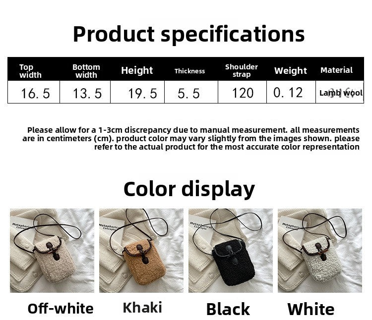 Fashion Winter Lambswool Phone Bag Sweet Lovely Portable Women Wallets Square Purse Faux Fur Plush Shoulder Bags Purses Handbags