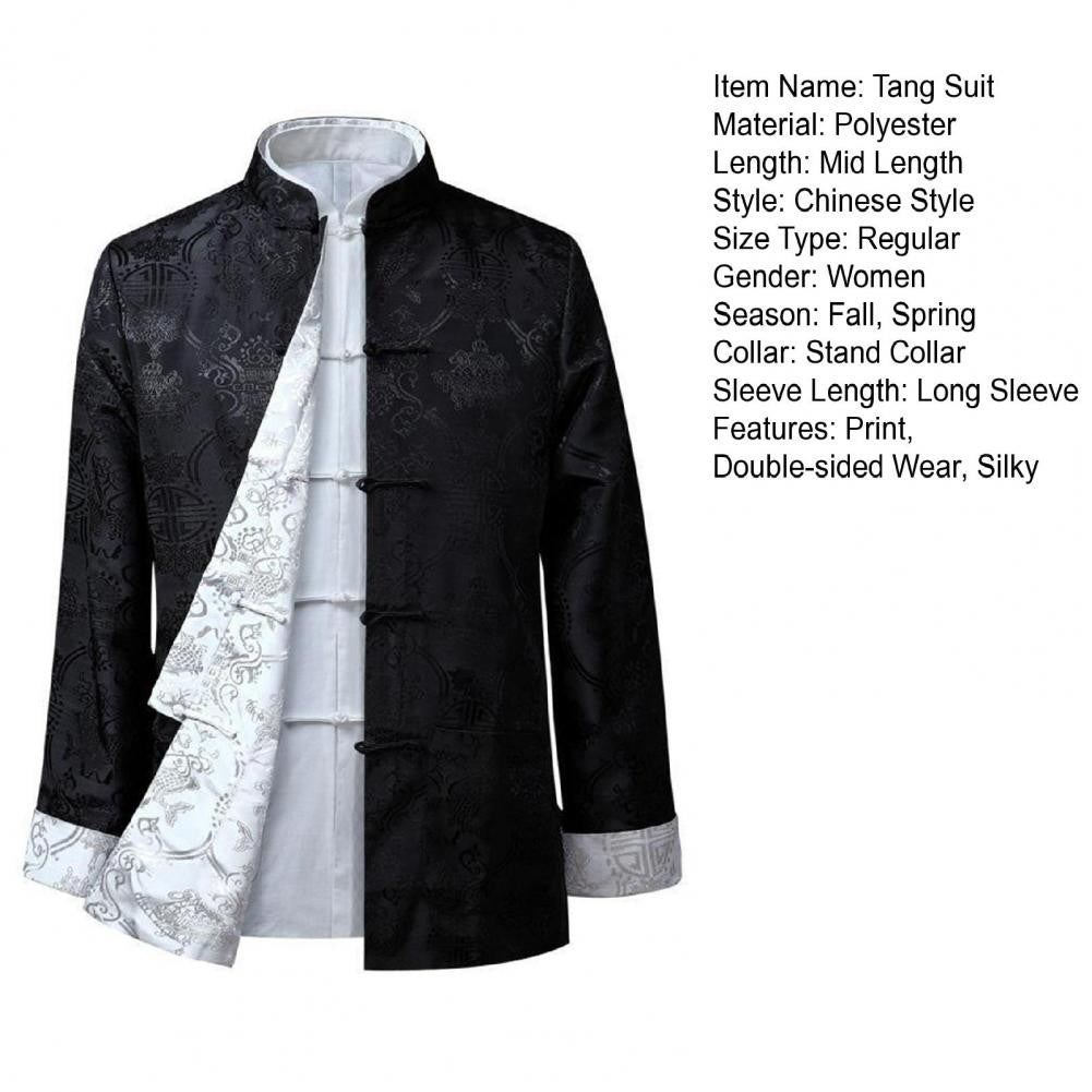 Chinese Style Traditional Clothing Tang Suit Coat Retro Long Sleeved Stand Collar Reversible Keep Warm Vintage Chinese Shirt