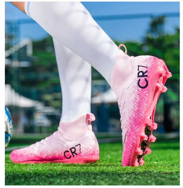 Men Soccer Shoes Football Boots Ultra-light Non-slip Long Spikes Outdoor Professional Cleats Grass Sports Shoes Match Sneakers