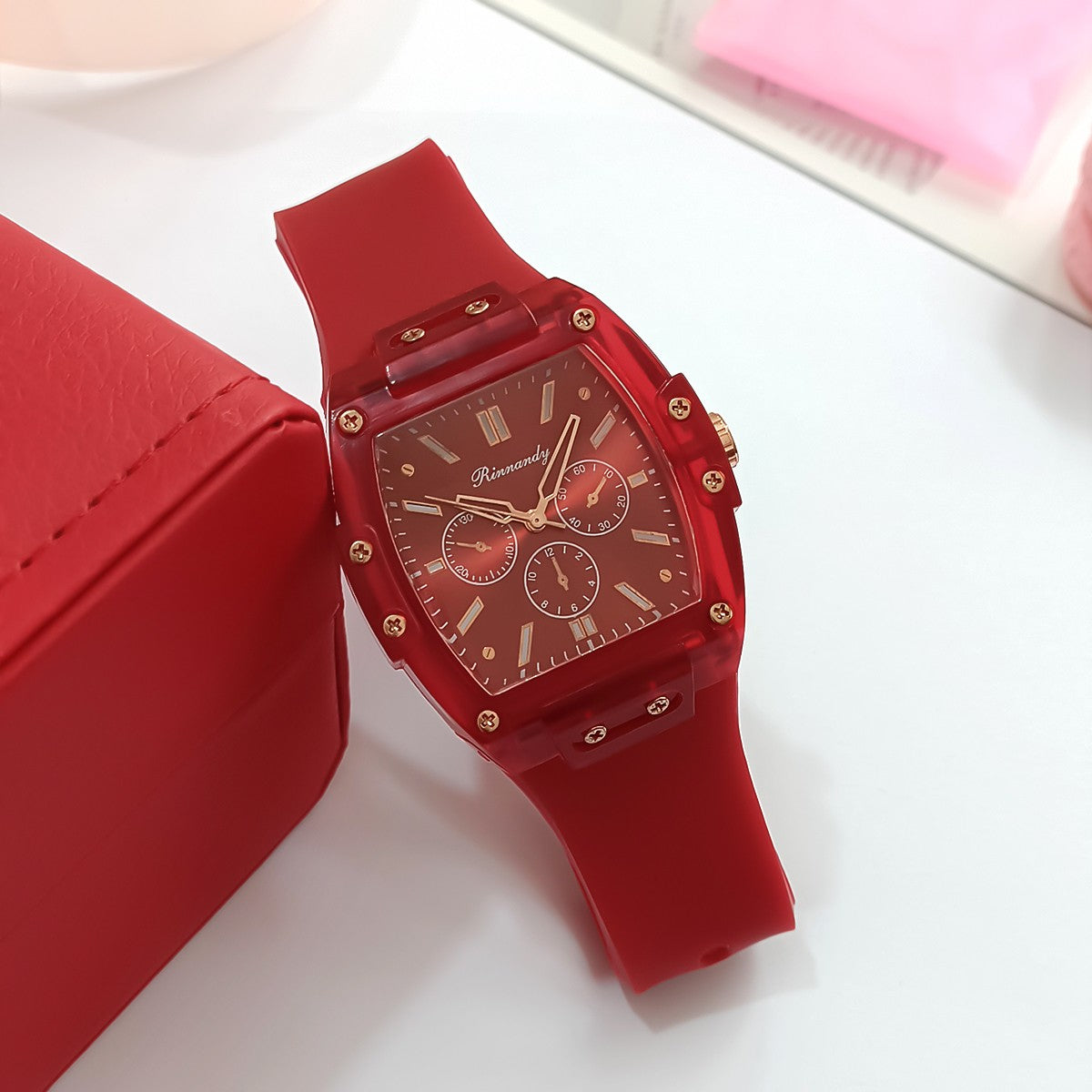 Cross border foreign trade new sports and leisure square silicone scale three eye women's quartz watch manufacturer in stock