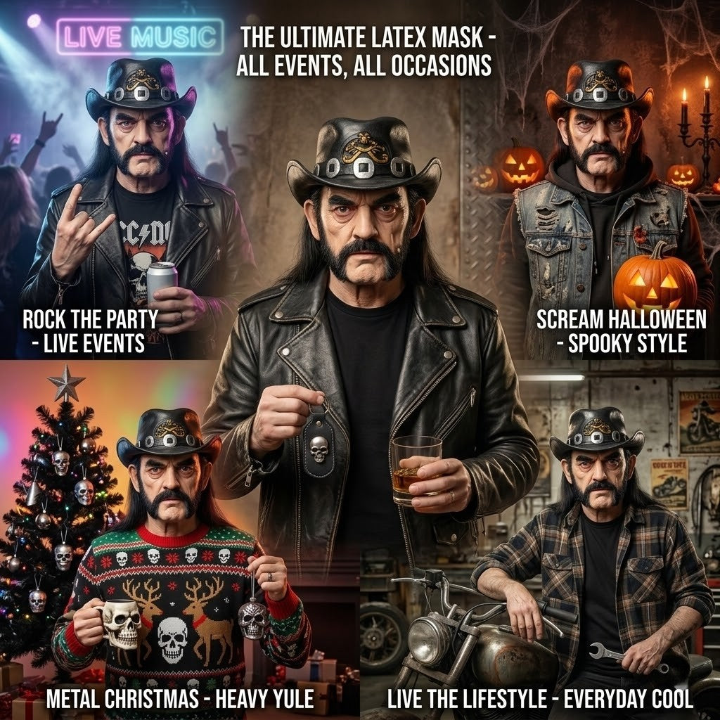 Motorhead Lemmy Mask Realistic Latex Figure Cosplay Head Cover For Halloween Shows Rock Band Fan Collection