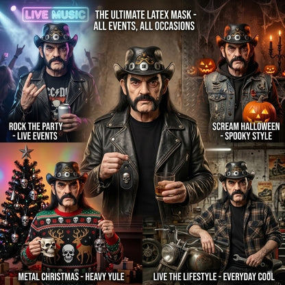 Motorhead Lemmy Mask Realistic Latex Figure Cosplay Head Cover For Halloween Shows Rock Band Fan Collection