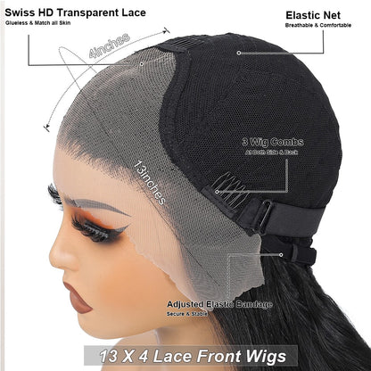13X4 Lace Frontal Synthetic Body Wave Wigs Ombre Brown Heat Resistant Fiber Blond Swiss Transparent Lace Front Wigs For Women