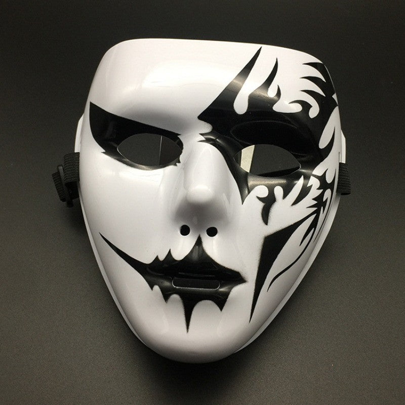 Halloween Props Masquerade Performance Full Face Mask Hand-painted White Street Dance Adult Eye Mask Death Clown Black Gold