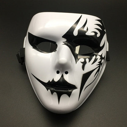 Halloween Props Masquerade Performance Full Face Mask Hand-painted White Street Dance Adult Eye Mask Death Clown Black Gold