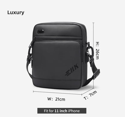 HK Casual Men's Shoulder Bag Large Crossbody Bag USB Charging Travel Sports Chest Bags Waterproof Sling Pack With Headphone Jack