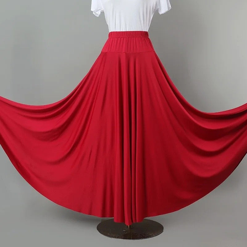 Plus Size Elegant Plus Size Women's Long Dress For Dancing And Commuting Stylish Square Dance Skirt With Wide Hemline For Soc...