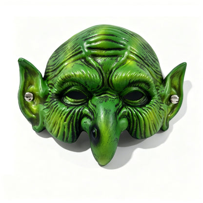 Halloween Half Face Cosplay Mask Soft Skin-Friendly Silicone Vintage Green Party Mask for Medieval Fantasy Costume Prop