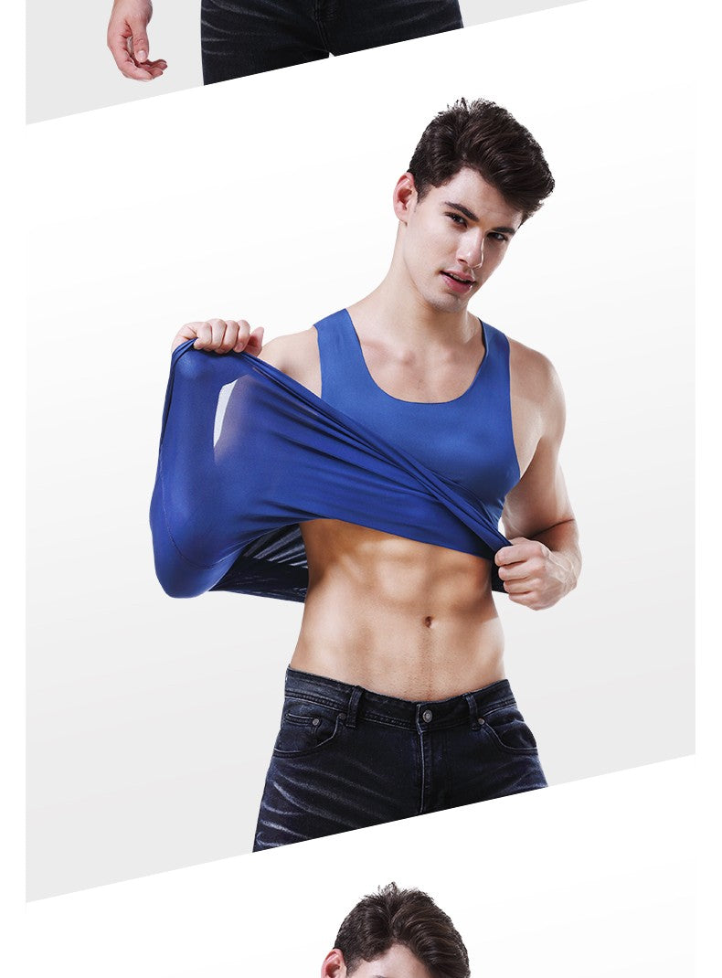 Men's vest Ice Silk seamless fitness summer slim-fit breathable underwear Youth sports hurdle sleeveless undershirt