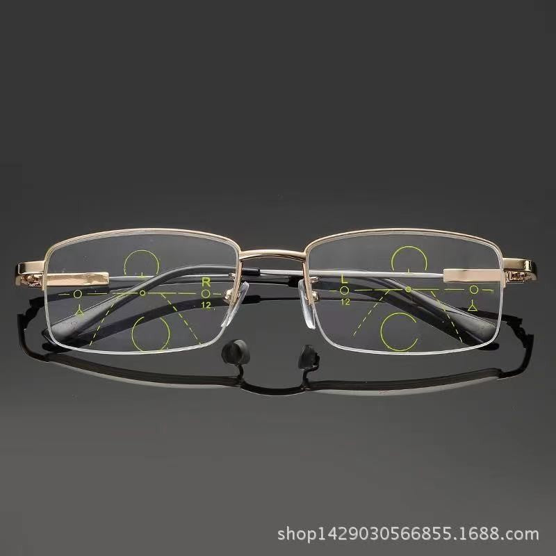 Progressive Men's Eyeglasses Frame Multifocal Reading Glasses Anti Blue Light Eyewear Near Far Sight Glasse escuadras de metal+4