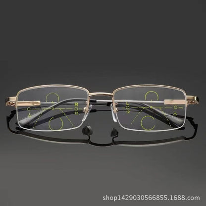 Progressive Men's Eyeglasses Frame Multifocal Reading Glasses Anti Blue Light Eyewear Near Far Sight Glasse escuadras de metal+4