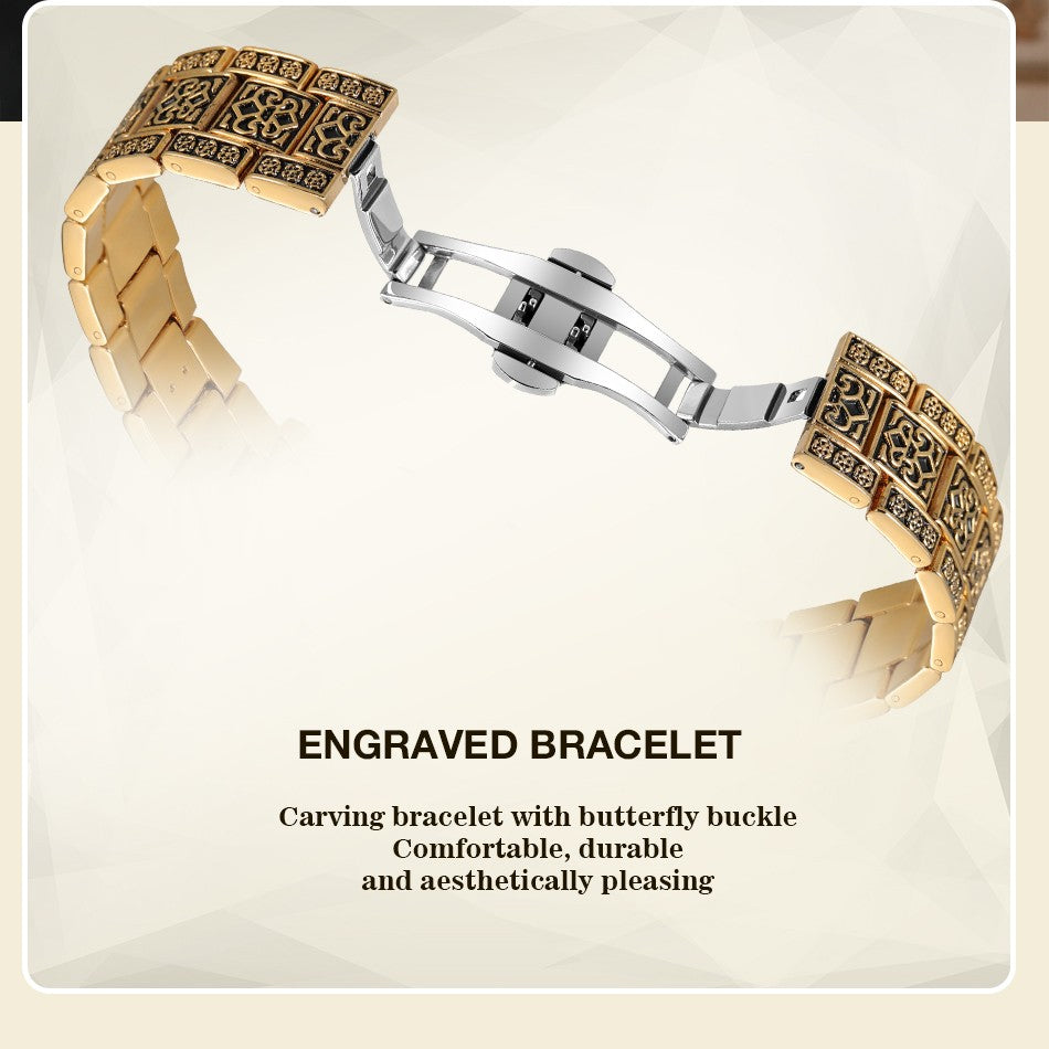 FORSINING High-end Luxury Gold Skeleton Mechanical Man Watch Automatic Movement Clock Stainless Steel Male Bronze Wrist Watches