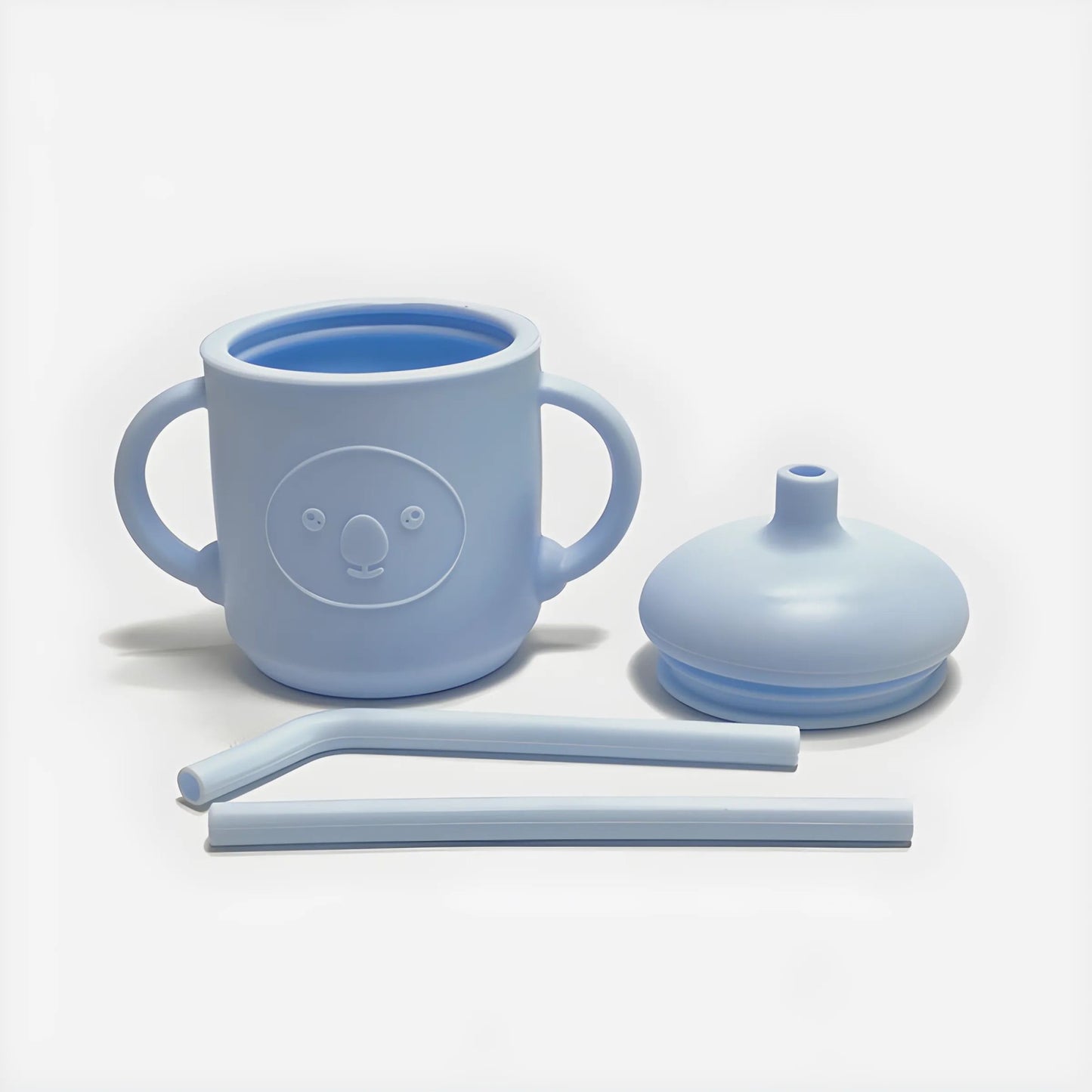 Silicone Learning Mug With Straw Children's Drop Resistant High Temperature Training Cup With Lid Baby Silicone Mug