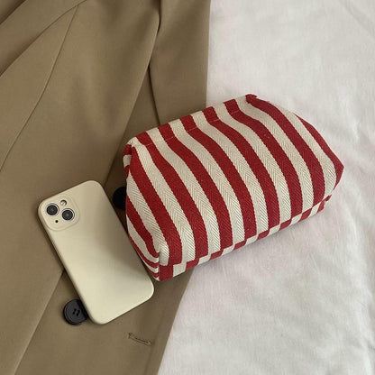 Summer Beach Clutch Bag for Women Striped Ruched Cloud Purse Colorblock Evening Handbag Hobo Bag for Travel Party Prom