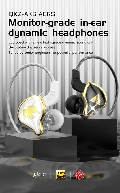 QKZ AK6 Ares EDX PRO 1DD Dynamic Earphones HIFI Music Sport Earbuds In Ear Earphones Sport Noise Cancelling Headset EDXPRO DQ6 Z