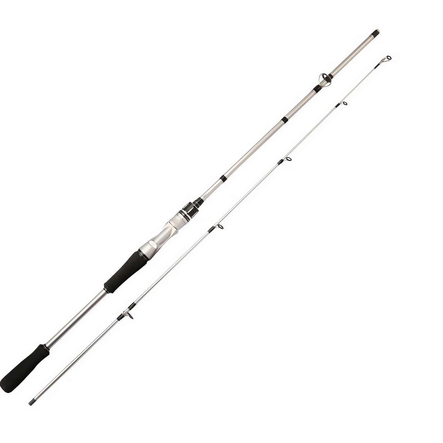 180cm/ 70.86 polegadas - Vara de Pesca de Fibra de Carbono Prateada para Iscas - Afinação M, Ação Média-Rápida - Usada em Água Doce e Salgada