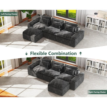 Cloud Modular Sectional Sofa L-Shaped Large Seater with Ottoman Removable Cover Comfortable Living Room Furniture