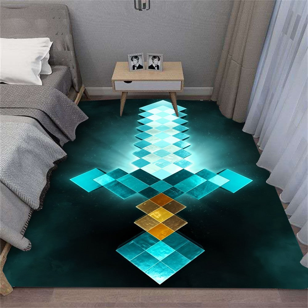 MINISO Trendy Pixel Game Art Floor Mat for Living Room Bedroom E-Sports Room Durable Washable Rug Modern Decor Gift for Gamer