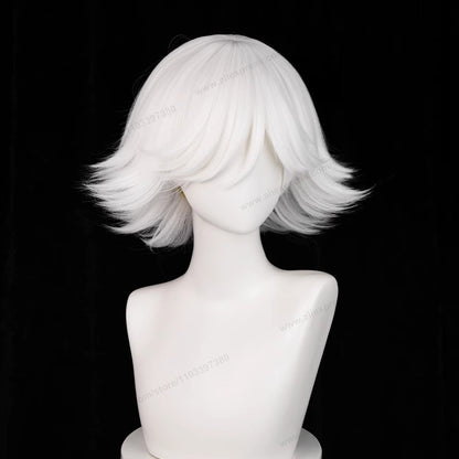 Peruca de Cosplay Anime Mi Zu Ki 33cm Curta Branca Pura Cabelo Sintético Resistente ao Calor
