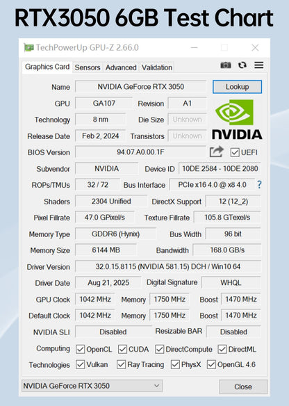 SOYO Graphics Cards RTX 3050 6G GDDR6 GPU NVIDIA PC Computer components PCI Express X16 4.0 Gaming Video Card RTX3050 New