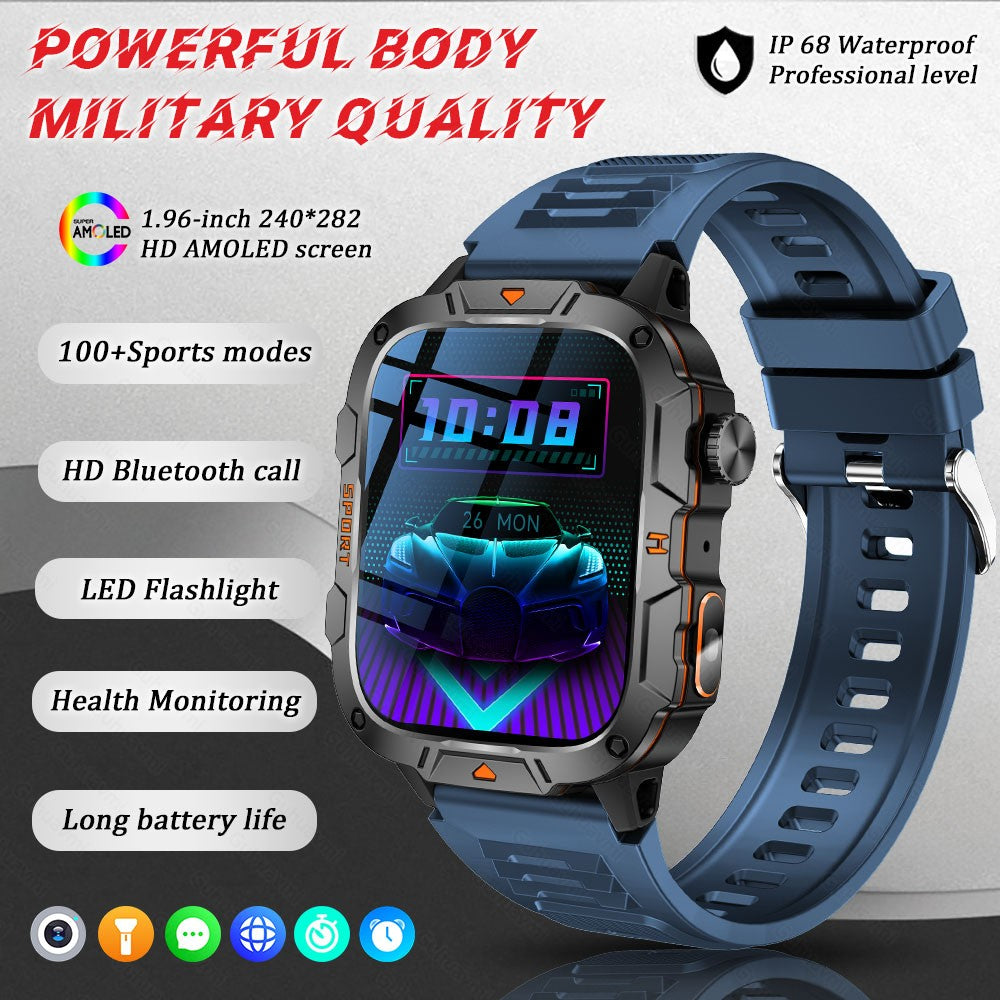 2025 Novo Para Xiaomi Militar Grau Smart Watch Masculino Tela AMOLED de 1.96" 5ATM À Prova D'Água Esportes Rastreador de Fitness Chamada BT Smartwatch