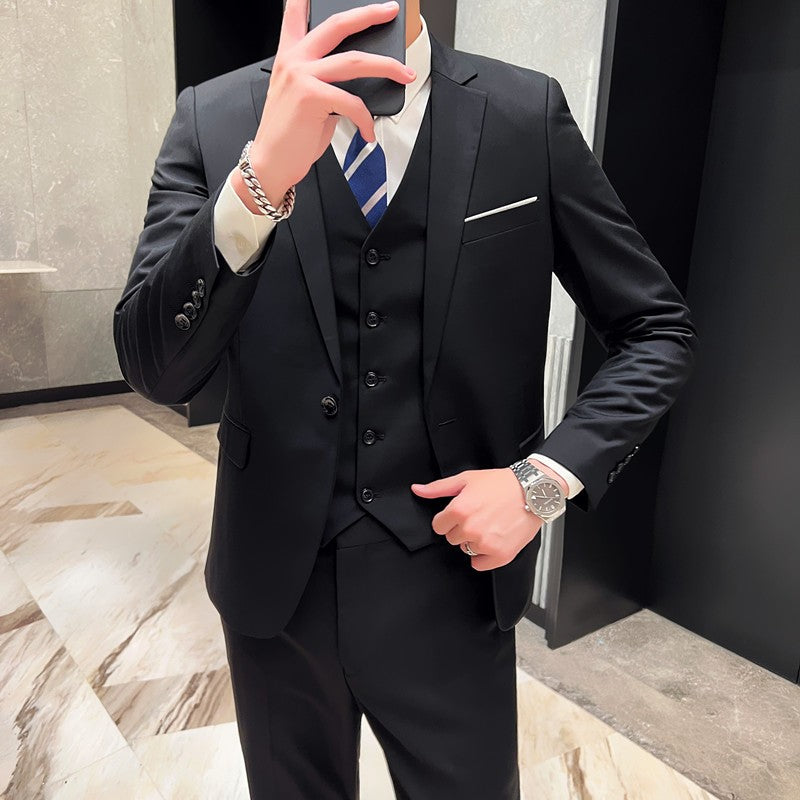 Men's High-Quality 3-Piece Business Casual Wedding Suit Vest Trousers Set Handsome Fashion Banquet Clothing S-6XL