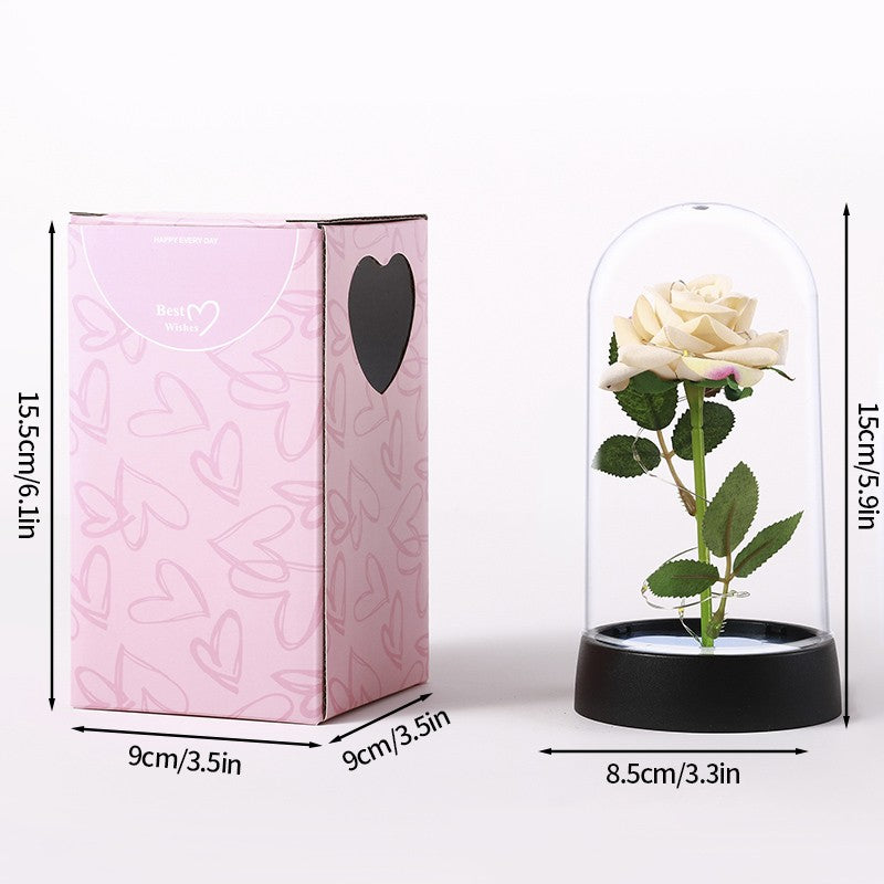 Eternal Rose Flowers Artificial Foil Flower in Glass Glow Immortal Flower LED Roses Lamp Flores Eternas Christmas Lover Gift