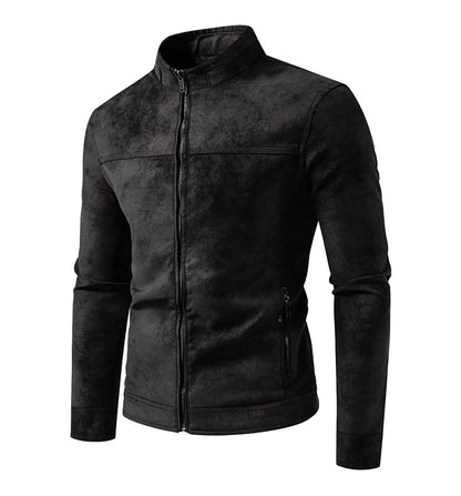 Spring Autumn Retro Leather Jackets Casual Men's Wear Tie Dyed Washed Matte Process Casual Outerwear Fashion Motorcycle Leather