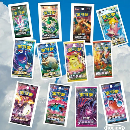 Pokemon Cartas Originais Jogo de Cartas Colecionáveis PTCG Desenho Animado Chinês Tipo de Troca Pacote Único Série Cang Heze Presente Infantil Pré-grupo
