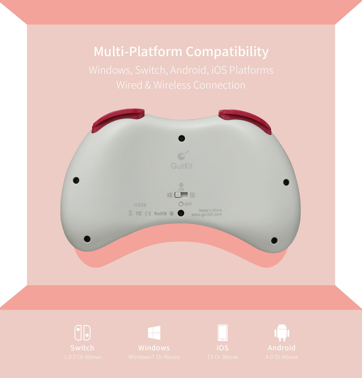 GuliKit NS59 Elves 2 Pro Wireless Gaming Controller with Hall Joystick for Nintendo Switch 1/2/ Android/PC/IOS/Windows Gamepad