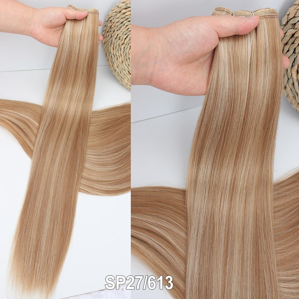 Cabelo Sintético Russo Liso de 65cm 200g, Extensões de Cabelo de Fibra com Bio Proteína Resistente ao Calor, Rabo de Cavalo para Cosplay