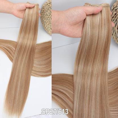 Cabelo Sintético Russo Liso de 65cm 200g, Extensões de Cabelo de Fibra com Bio Proteína Resistente ao Calor, Rabo de Cavalo para Cosplay