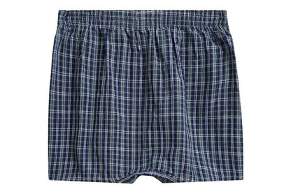 4Pcs Boxer Men Underwear Cotton Man Short Breathable Plaid Woven Shorts Boxer Male Underpants Plus Size Pajamas Sleep Bottoms