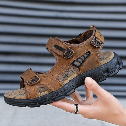 Brand Classic Mens Sandals Summer Genuine Leather Sandals Men Outdoor Casual Lightweight Sandal Fashion Men Sneakers Size 38-46