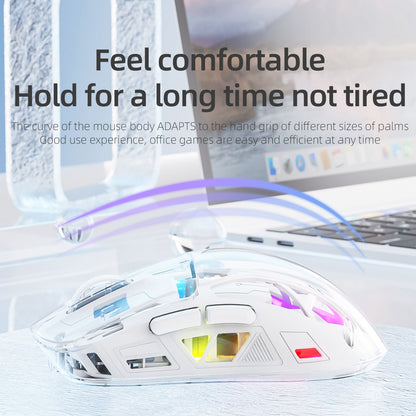 Mouse Bluetooth A2 com tela digital transparente RGB, conexão sem fio de modo duplo, compatível com Win/Mac